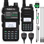 Radioddity GM-30 GMRS Radio Handheld 5W Long Range, GMRS Repeater Capable, 11 NOAA Channels, Display SYNC. Ideal for Off-Road Overlanding. Includes Programming Cable, 15.5” High Gain Antenna, 2 Pack