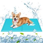Nobleza Dog Cooling Mat M 65x50cm, Cool Mat for Dogs Pet Self Cooling Pad with Non-Toxic Gel Leakproof Dog Cool Bed Mat Scratch-Resistant Pet Summer Sleeping Mattress for Dogs Cats, Light Blue