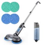 iDOO Cordless Electric Mop, Dual-Motor Electric Mop Floor Cleaner with Detachable Water Tank & Headlight with 4 Pads, Quiet Rechargeable Hard Floor Cleaner for Tile, Hardwood, Grey