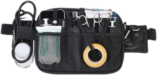 Nurse Utility Organizer Fanny Pack Hip Bag Waist Pack Pouch Case with Multi-Compartment and Tape Holder for Medical Scissors Care Kit Tool (Black)