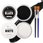 nsxsu Halloween Face Paint White+Black 110g(3.9oz ), Face Painting Kit Professional for Kids and Adults, Body Paint Set with Brushes for Halloween SFX Makeup Cosplay Skull Clown Art Theater