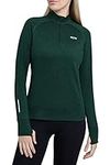 TCA Women's Winter Run Half-Zip Long Sleeve Running Reflective Training Workout Outdoor Athletic Top - Woodland, XL