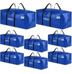 ClearSpace Heavy Duty Moving Bags or Storage Bag – Large Moving Boxes with Backpack Straps, Zippers & Handles – Perfect for Moving, College Dorm, Traveling, Camping, Christmas Decorations, 8 Pack