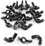 E-outstanding Wing Nut 20PCS 1/4Inch-20 Black Carbon Steel Wing Nuts Female Knobs Fastenings Hardware Fitting