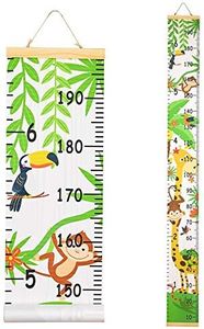 Growth Chart for Kids Wooden Wall Ruler 20cm x 210cm Canvas Height Measurement for Wall Decor Forest Animals Hanging Height Measure Chart for Baby Girls Toddler Bedroom