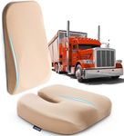 Truck Driver Seat Cushion & Back Support – Semi Truck Seat Cushion – Truck Driver Accessories – Seat Cushion for Truck Driver – 18 Wheeler Truck Accessories – Semi Accessories – Truck Pillow (Cream)