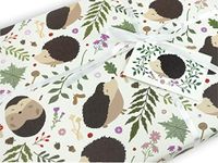 Animal wrapping paper | Handmade gift wrap by VerbatimART - 50x70cm (4 Sheets + 4 Tags, Woodland Hedgehog)