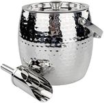 BREKX 3-QT Insulated Ice Buckets for Parties with Lid and Scoop - Iceberg Anchored Wine Chiller Champagne Bucket for Cocktail Bar, Metal Bucket with Lid, Non-Sweat