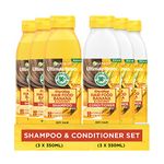 Garnier Shampoo & Conditioner Set by Ultimate Blends,Nourishing Banana Hair Food for Dry Hair,98 Percent Natural Origin Ingredients, 3 x 350ml Shampoo and 3 x 350ml Conditioner,100% Vegan Formula