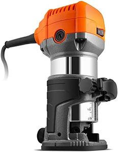 VonHaus - Compact Palm Router Saw 710W - Electric Trimmer Router Corded - Chuck Collect Diameter 1/4”, 3/8” - 220V Wood Cutter - Trimmer Base for Wood/Laminate Flooring - 6 Speed Setting