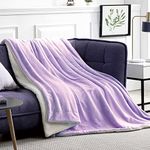 Walensee Sherpa Fleece Blanket (Queen 220x240 cm Lavender) Plush Throw Fuzzy Super Soft Reversible Microfiber Flannel Blankets For Couch, Bed, Sofa Warm and Cozy For All Seasons