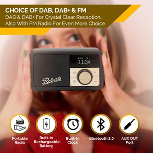 Roberts Revival PETITE2 Digital Radio – Black Portable FM/DAB