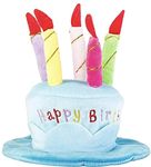 KUTKUT Birthday Party Hats For Pets | Adorable Plush Cartoon Happy Birthday Cake With 5 Colors Candles Shape Adjustable Hat Strip For Dogs Cats Celebrations (Blue, 1 Count)