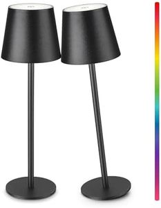 Faithorse Cordless Table Lamp 2 Pack, 5200mAh Battery Operated Table Lamps IP54 Waterproof Desk Lamp with RGB Color Changing Rechargeable Night Light Touch Control Bedside Lamp for Bedroom(Black)