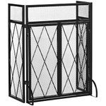 HOMCOM 47x31in 3-Panel Fireplace Screen with Double Doors, Steel Mesh Fire Spark Guard Cover for Living Room Indoor Decor, Black