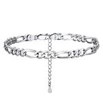 PROSILVER Ankle Bracelet tobilleras de mujer Sterling Silver Figaro Link Ankle Chain Women