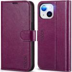 TUCCH Case for iPhone 13 (6.1") 2021 5G, PU Leather Wallet Magnetic Protective Flip Folio Stand Cover with[RFID Blocking] Credit Card Holders[Shockproof TPU] Compatible with iPhone 13, Plum Purple