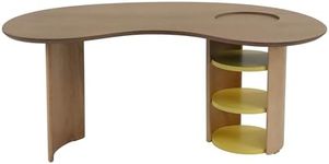 DAYARUS Kids Table, Toddler Activity Table with Storage, Wood Kid Art Tables, Kid Desk for Kids Ages 3-8, Kidney Tables for Playroom/Drawing, Half-Moon Children Desk Gift for Boys/Girls Room, Yellow