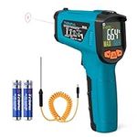 Tilswall Infrared Thermometer Gun -58°F to 1472°F(-50~800°C), Laser Thermometer with Probe, Adjustable Emissivity, High/Low Temperature Alarm, Non-Contact Digital, Not for Human, for Cooking, BBQ