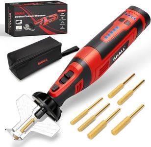 SHALL Cordless Chainsaw Sharpener Kit, Electric Chainsaw Sharpener with 6 Titanium-Coated Diamond Drill Bits and Angle Guide, Ideal for Various Chainsaws Chains