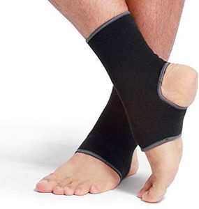 NEOtech Care Ankle Support Sleeve - Open Heel, Light, Elastic & Breathable Knitted Fabric - Medium Compression - For Men, Women, Kids - Right or Left Foot - Black Color (Size S, 1 Pair)