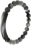 QALO Men & Women's Natural Stone Tranquil Silicone Bracelet, Durable & Comfortable Unisex Bangle, Water Resistant Bracelet, Black Granite, Small/Medium