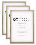 Koby Crafts Pack of 3 Wood Effect Picture Frames for A4 Images 21x29.7cm | 3 Pack Wooden A4 Photo Frames | Tabletop or Wall Mount, Free Stand or Hang Portrait/Landscape | A4 Posters Certificates