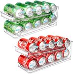 BingoHive 2 Pack Rolling Soda Can Organizer for Refrigerator Can Dispenser for Beer Soda Seltzer Pop Can Soda Organizer for Fridge 10 Standard Size 11.15oz, 12oz, 330ML, 355ML Cans Holder Storage