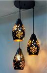 Sanleen Decorative Metal Hanging Wall Light Lamp for Living Room Interior Home Decor (10 Inch) (Black) (Set of 3) (Design 4)