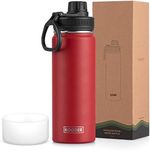 Koodee Water Bottle, 22 oz 650ML Insulated Stainless Steel Double Wall Vacuum Wide Mouth Sport Bottle with Leakproof Spout Lid (Canyon Red)