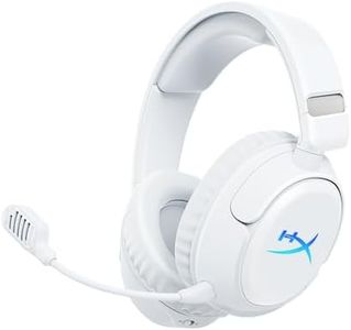 HyperX Cloud Flight 2 – Wireless Gaming Headset, Customizable RGB Lighting with Removable Earcup Plates, up to 100 Hours of Battery Life, 2.4GHz & Bluetooth, Multi-Platform Compatibility - White
