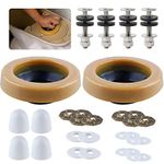 iFealClear 2 Sets Toilet Wax Ring Kit with Bolts, PE Flange and Extra Retainers, Thick Wax Ring Gasket for Toilet Bowl, Washers Bolt Caps Gasket Use for Most Toilets- Gas, Odor and Watertight Seal