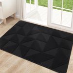 Kitinjoy Indoor Door Mat, 24" x 36", Non-Slip Absorbent Resist Dirt Entrance Mat, Washable Low-Profile Front Back Door Mat Welcome Mat for Entryway, Black