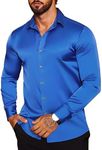 COOFANDY Mens Shirts Casual Stylish Classic Fit Dress Shirt Long Sleeve Button Up Shirt Lightweight,Sapphire Small