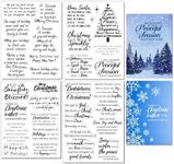 Arbuya 4 Sheets/Lot Christmas Sentiment Clear Stamps for Card Making Christmas Sayings Silicone Stamp Winter Blessing Words Verses Rubber Stamps for Holiday Cards Gift Tags DIY Paper Crafting