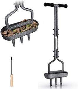 aneeway Lawn Aerator Manual Coring Tool, Aerator Lawn Tool with Soil Storage Basket, 3 Core Tines Plug Aerator & Cleaning Tool, Yard Aeration Tools for Compacted Soil & Lawn Garden Care