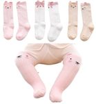 MOMISY 3 Pairs Of Baby Kids Children Anti Skid Sleep Spring Winter And Autumn Combed Cotton Long Tube Knee-High Socks (Animal, 0-1Y), Multicolor