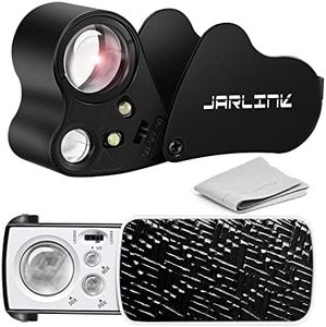 JARLINK 2 Pack Jewelers Loupe, 30X 60X 90X Illuminated Jewelers Eye Magnifier and Magnifying Glass Loop with UV Black Light and Bright LED Light for Gems, Jewelry, Diamond, Coins, Stamps (Black)