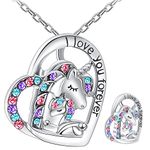 Kqwfsiu Unicorn Necklace for Women Girls Stone Heart Pendant Necklace With You Are Magical Message Christmas Birthday Party Jewelry Gift for Daughter Granddaughter Niece