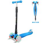 FAYDUDU Scooter for Kids Ages 3-12 Toddler Scooter 3 Wheel Scooter Kick Scooter for Girls Boys Light up Scooter with Adjustable Height, Non-Slip Deck Baby Scooter Lightweight (Blue)