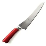 Norpro UNI Knife All Purpose Kitchen 8-inch Serrated Stainless Steel Blade for Tomatoes, Bread, Meat, Red