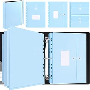 Uquelic Large Folio Document Organizer, Important Document Organizer with 8 Expandable A4 Size & 4 A5 Size Plastic Document Envelopes for Important Paper Files,Photos, Letters, Labels Included (Blue)