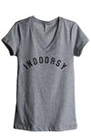 Thread Tank Indoorsy Women's Fashion Relaxed V-Neck T-Shirt Tee - Grey - Small