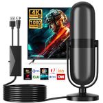 Indoor TV Aerial, 2025 Smart TV ariels indoor Premium 560+ Miles Range Reception, Indoor TV Antenna for 4K 1080P TVs-HD, Freeview aerial Local Channels and All TVs with Signal Booster & 18FT HD Cable