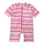 I-Play. Toddler One Piece Swim Sunsuit, Pink Multi Stripe, 3T