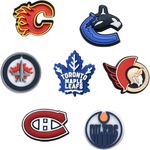 7 Pcs Canadian Hockey Teams Shoe Charms for Clog Shoe Decoration, Ice Hockey Team Silicone Badge for Boy Girls Men Women, Halloween Thanksgiving Christmas Birthday Party Favor Gift for Hockey Fans