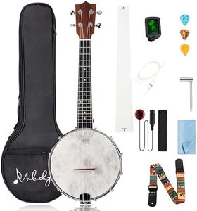 Mulucky 4 String Banjolele, Banjo Ukulele Concert Size 23 Inch with Remo Head, Closed Solid Wood Back, Beginner Kit with Truss Rod Gig Bag Tuner String Strap Picks, MBU-803