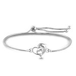 Sterling Silver 0.05 Cttw Canadian Diamonds Dolphin Heart Adjustable Bolo Bracelet (H-I Color, SI2-I1 Clarity) by POLAR LIGHT DIAMONDS