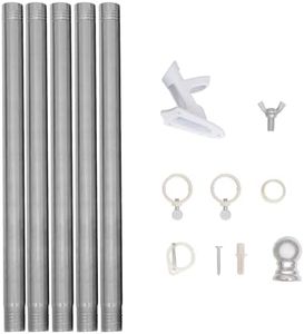 Yardwe 1 Set Flag Pole with Bracket Professional Spinning Flag Pole Holder Heavy Duty Flagpole Mounting Bracket Rustproof for Outdoor Wall Yard Garden Fence 6FT (Silver)
