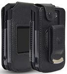 Orbic Journey Phone Case, Nakedcellphone [Black Vegan Leather] Form-Fit Cover with [Built-in Screen Protection] and [Metal Belt Clip] for Verizon Wireless Orbic Journey V Flip Phone (ORB2200LBVZ)